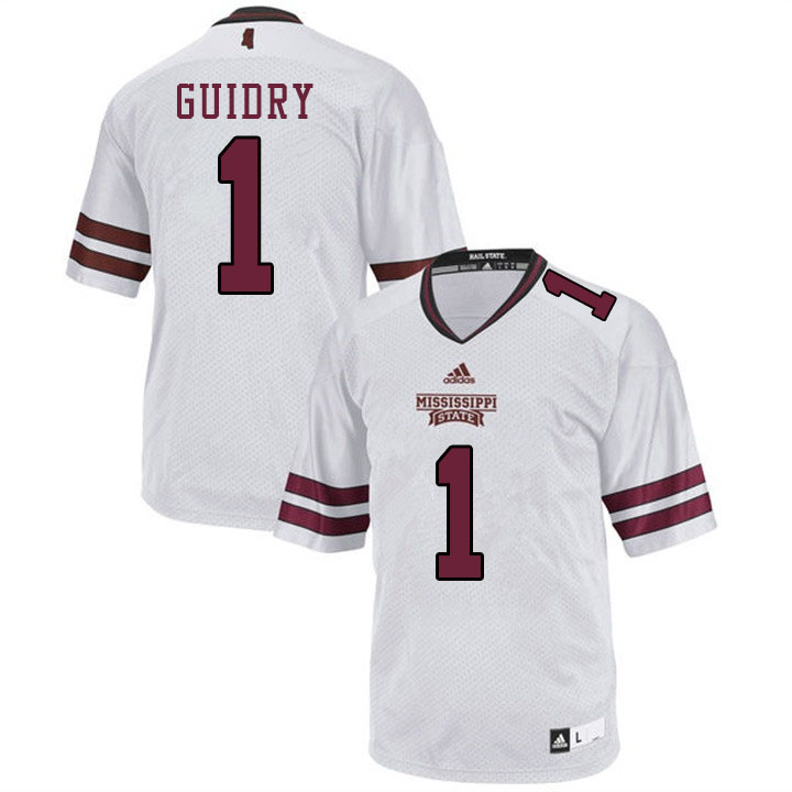 Men #1 Stephen Guidry Mississippi State Bulldogs College Football Jerseys Sale-White